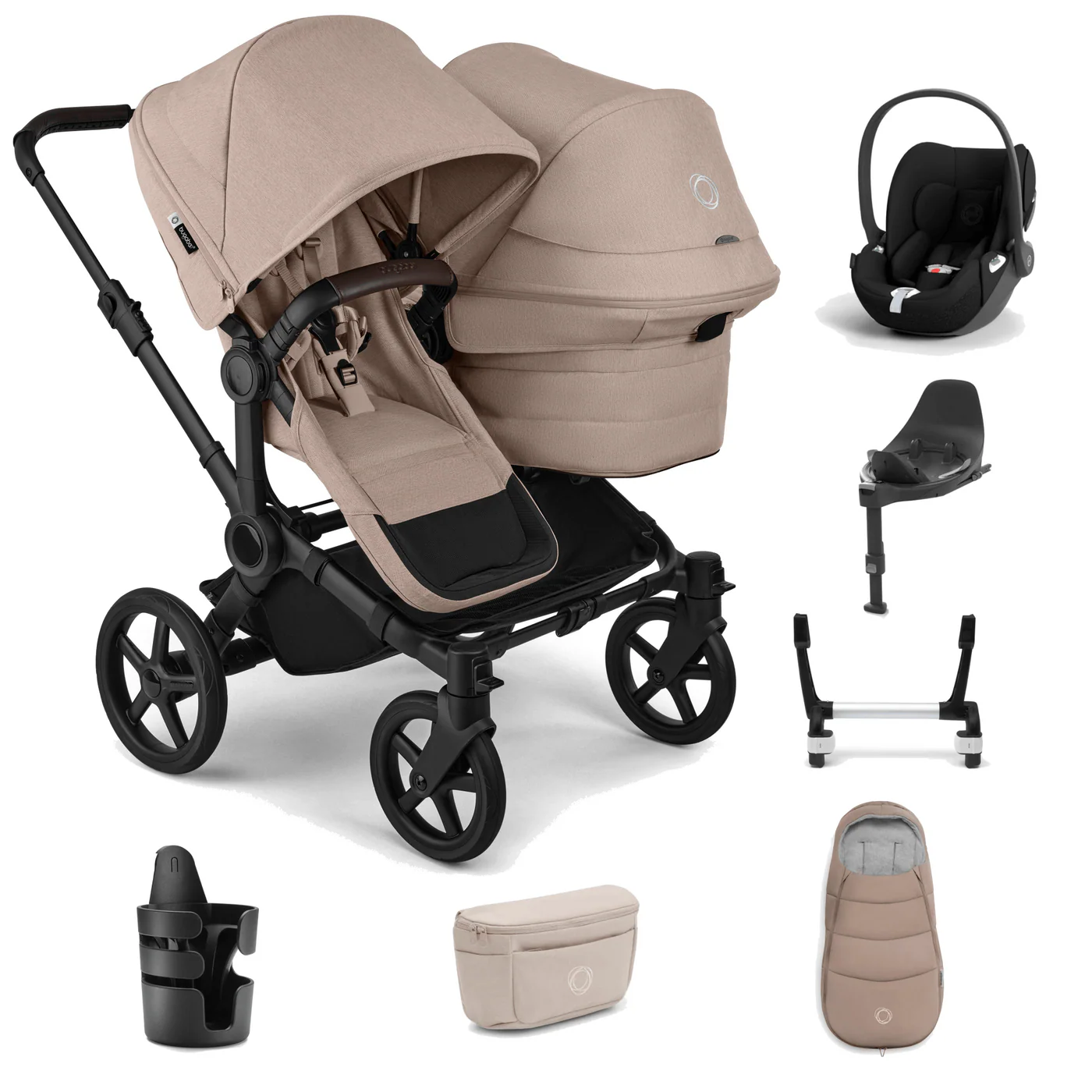 Bugaboo Donkey 6 Double Ultimate Cloud T Newborn Bundle - Desert Taupe