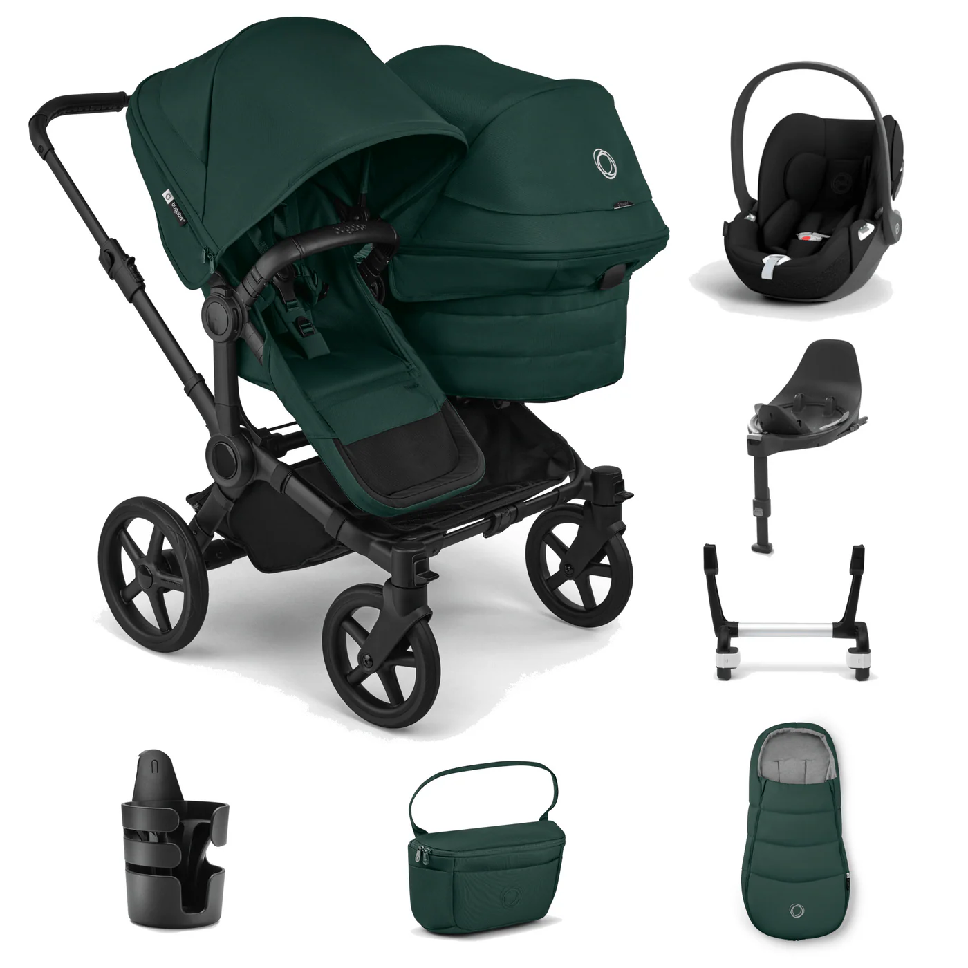 Bugaboo Donkey 6 Double Ultimate Cloud T Newborn Bundle - Fern Green