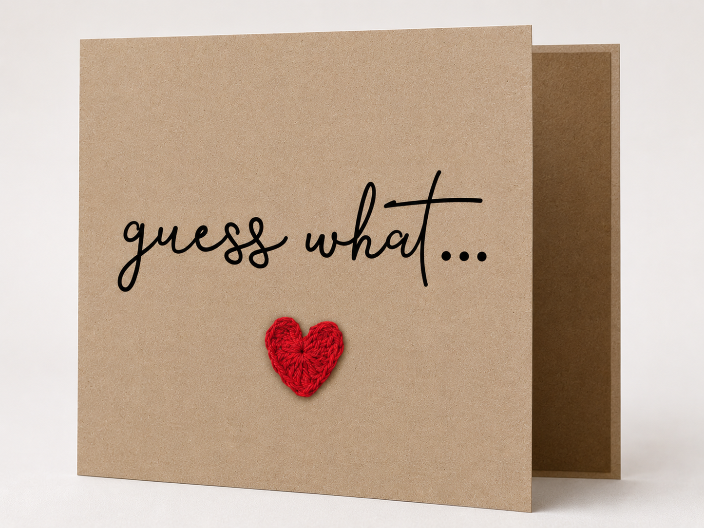 Guess What… Crochet Heart Pregnancy Announcement Card