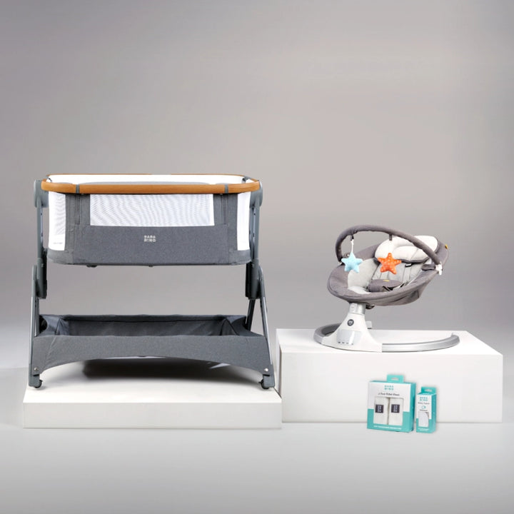 Bababing Bedside & Travel Crib + HUB Electric Swing Bundle