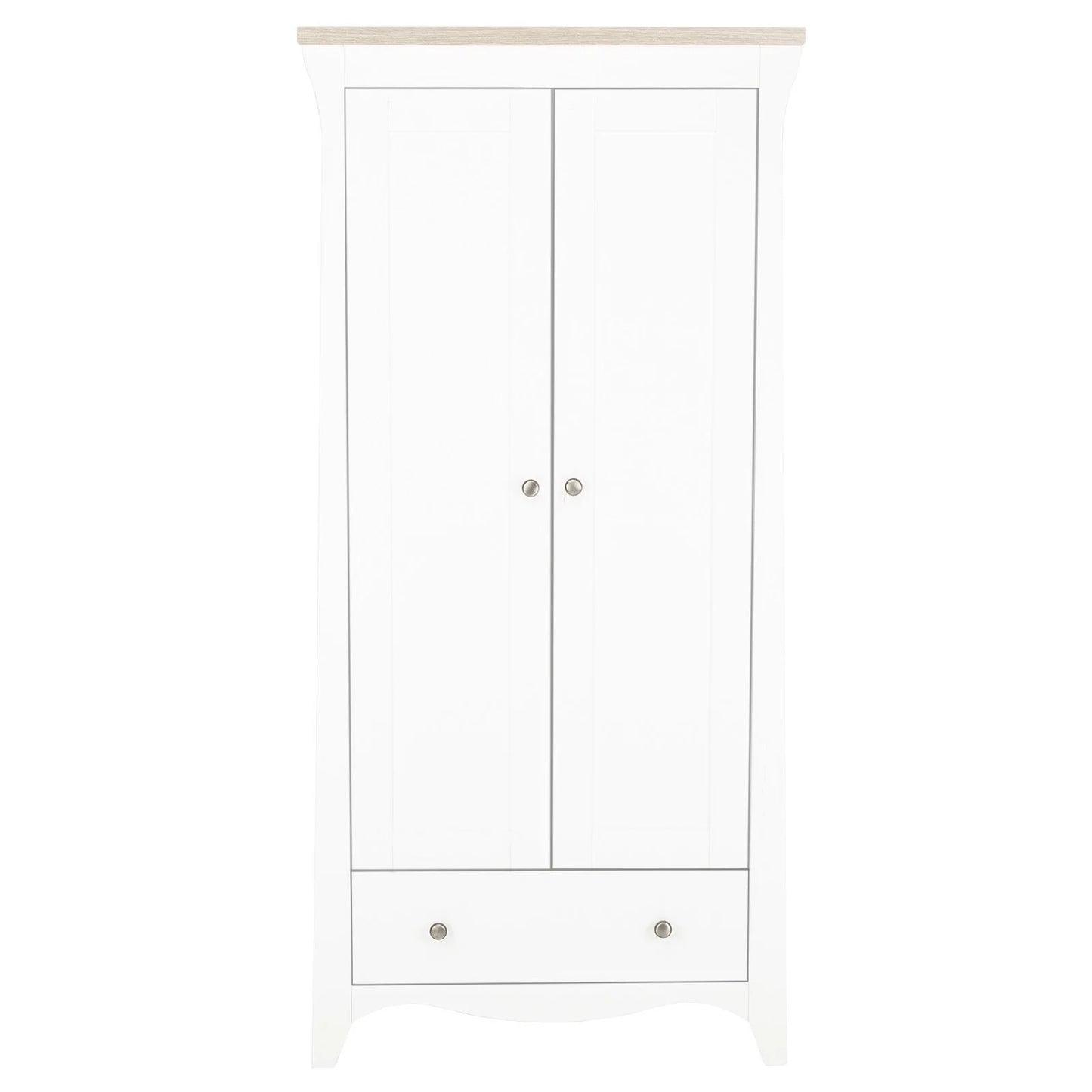 CuddleCo Clara 2 Door Double Wardrobe - White & Ash