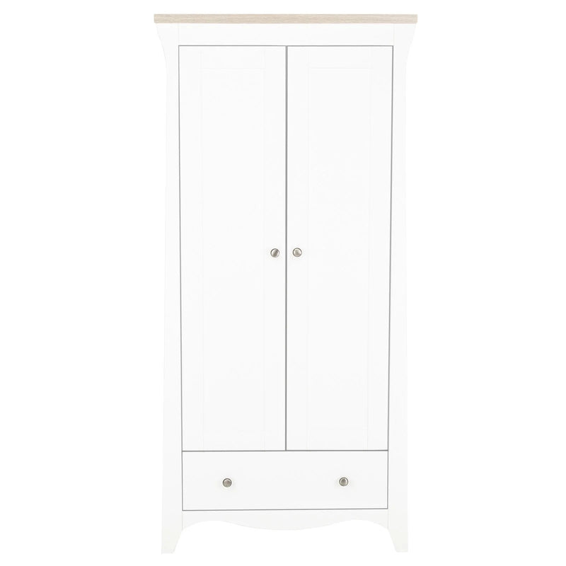 CuddleCo Clara 2 Door Double Wardrobe - White & Ash