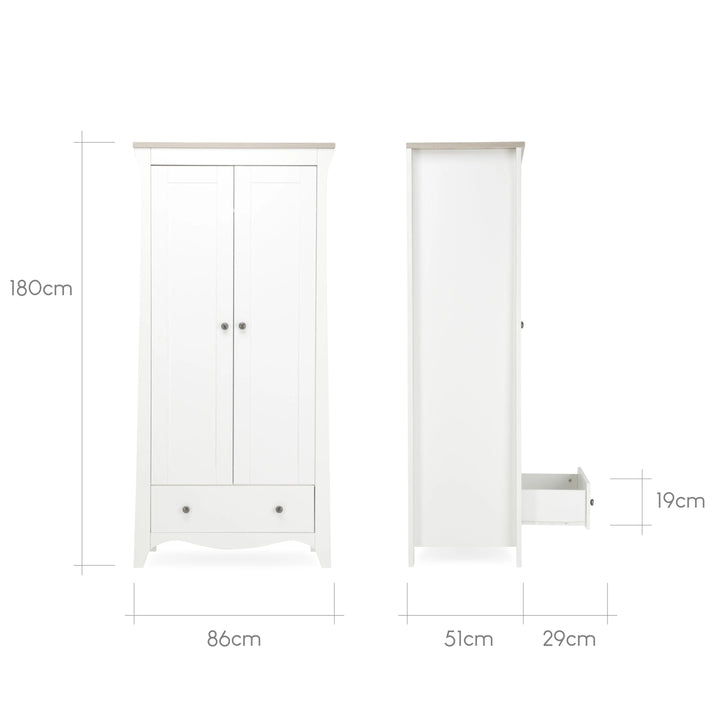 Cuddleco Clara 2 Door Double Wardrobe - White & Ash