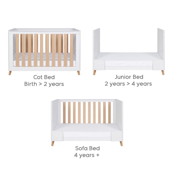 Tutti Bambini Fika Mini Cot Bed - White & Light Oak