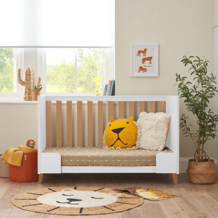 Tutti Bambini Fika Mini Cot Bed - White & Light Oak