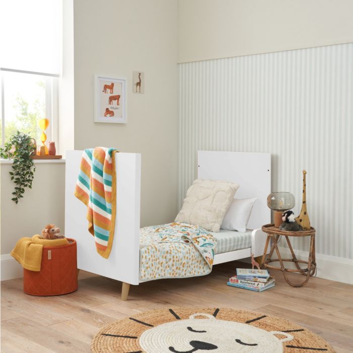 Tutti Bambini Fika Mini Cot Bed - White & Light Oak