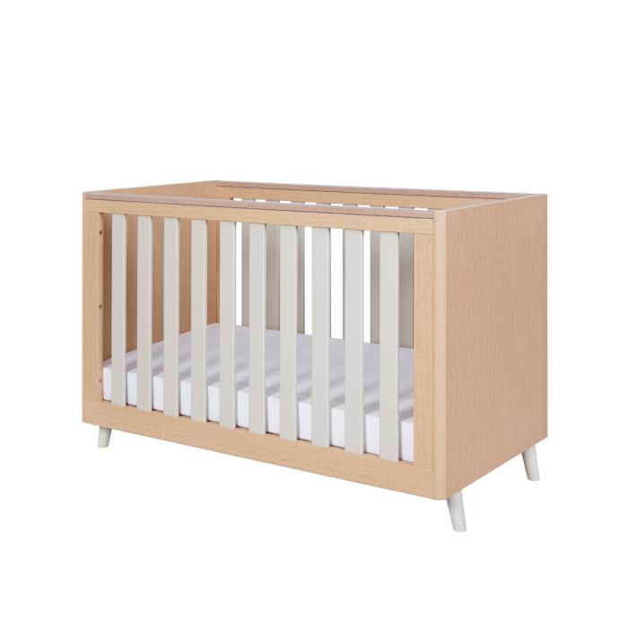 Tutti Bambini Fika Mini Cot Bed - Light Oak & White Sand