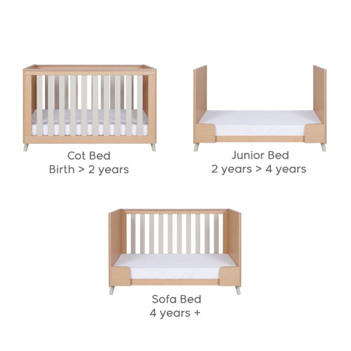 Tutti Bambini Fika Mini Cot Bed - Light Oak & White Sand