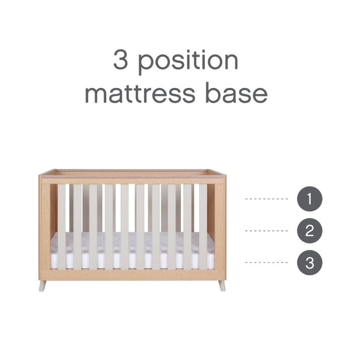 Tutti Bambini Fika Mini Cot Bed - Light Oak & White Sand