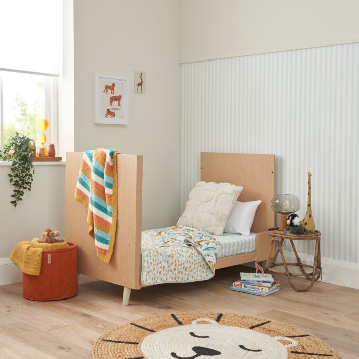 Tutti Bambini Fika Mini Cot Bed - Light Oak & White Sand