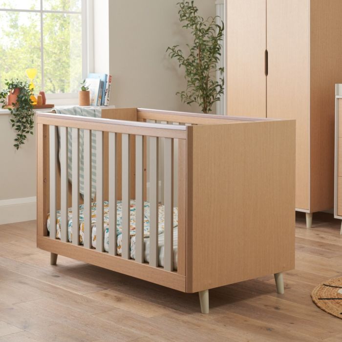 Tutti Bambini Fika Mini Cot Bed - Light Oak & White Sand