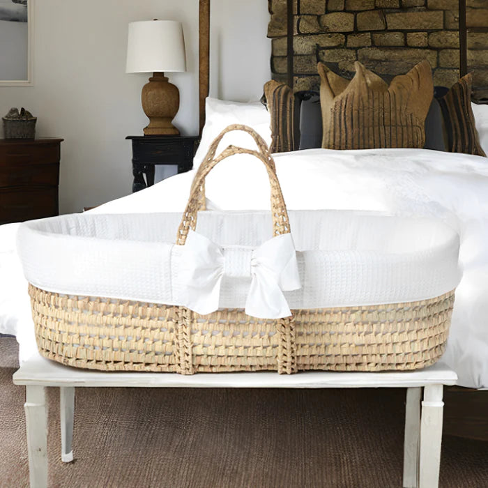 Clair De Lune 80th Anniversary Chelsea Palm Moses Basket - White