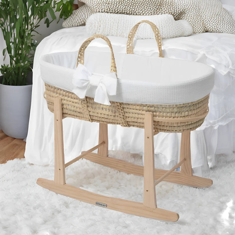 Clair De Lune 80th Anniversary Chelsea Palm Moses Basket - White