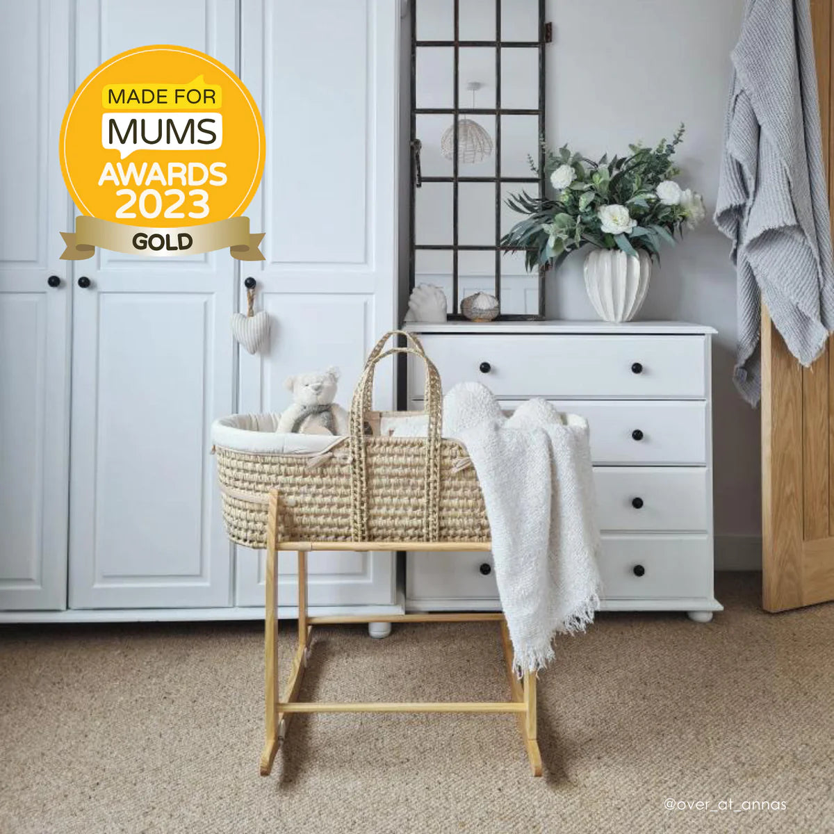 Clair De Lune Organic Palm Moses Basket - Natural Cream