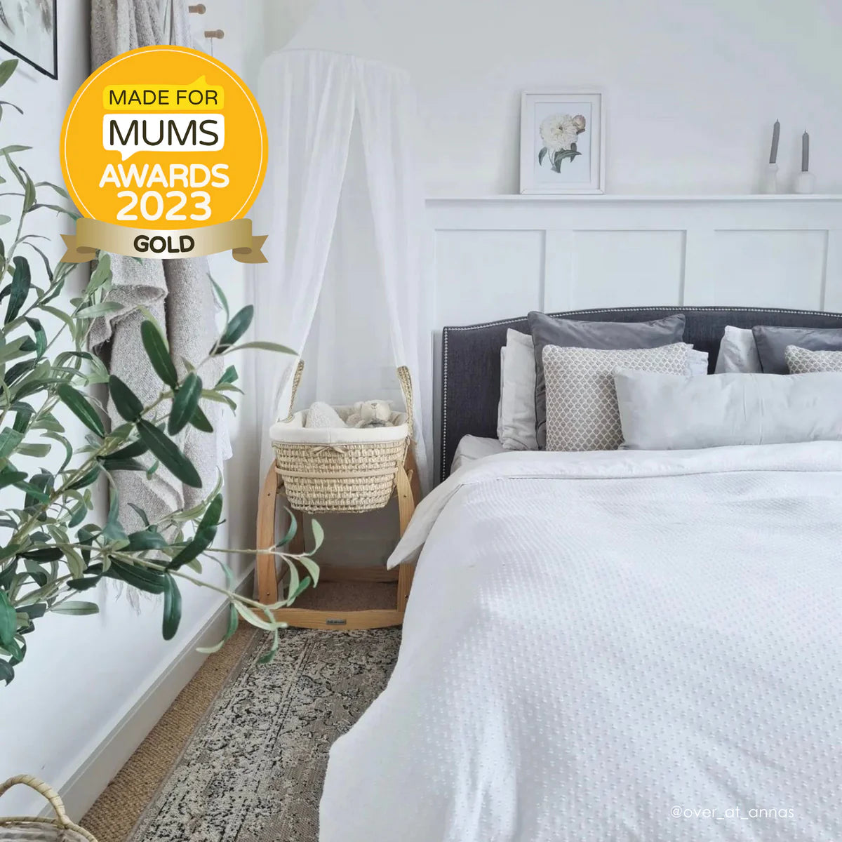 Clair De Lune Organic Palm Moses Basket - Natural Cream
