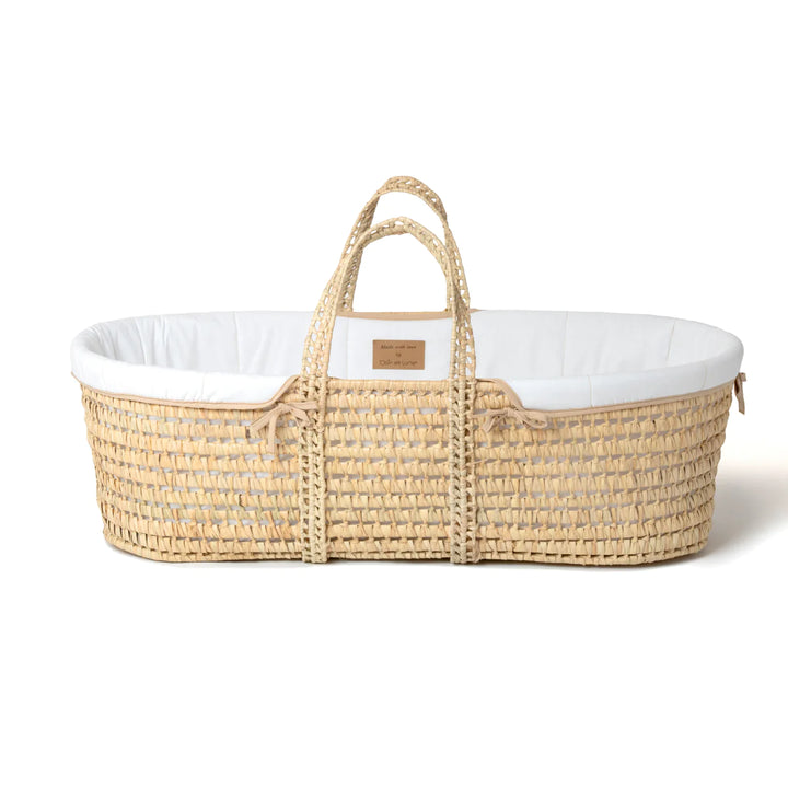 Claire De Lune Organic Palm Moses Basket Inc Rocking Stand - White