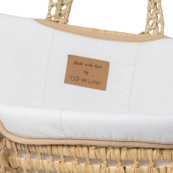 Claire De Lune Organic Palm Moses Basket Inc Rocking Stand - White