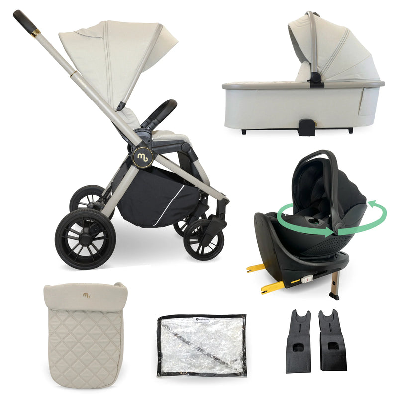 My Babiie MB450i 3in1 Travel System with Rotating Car Seat + Base - Ivory