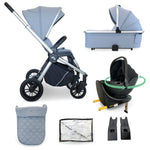 My Babiie MB450i 3in1 Travel System with Rotating Car Seat + Base - Steel Blue