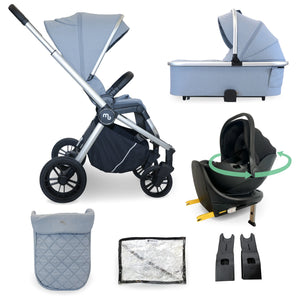 My Babiie MB450i 3in1 Travel System with Rotating Car Seat + Base - Steel Blue