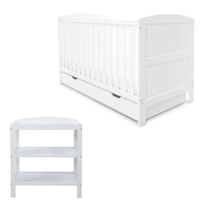 Ickle Bubba Coleby Classic Cot Bed, Under Drawer + Changing Table