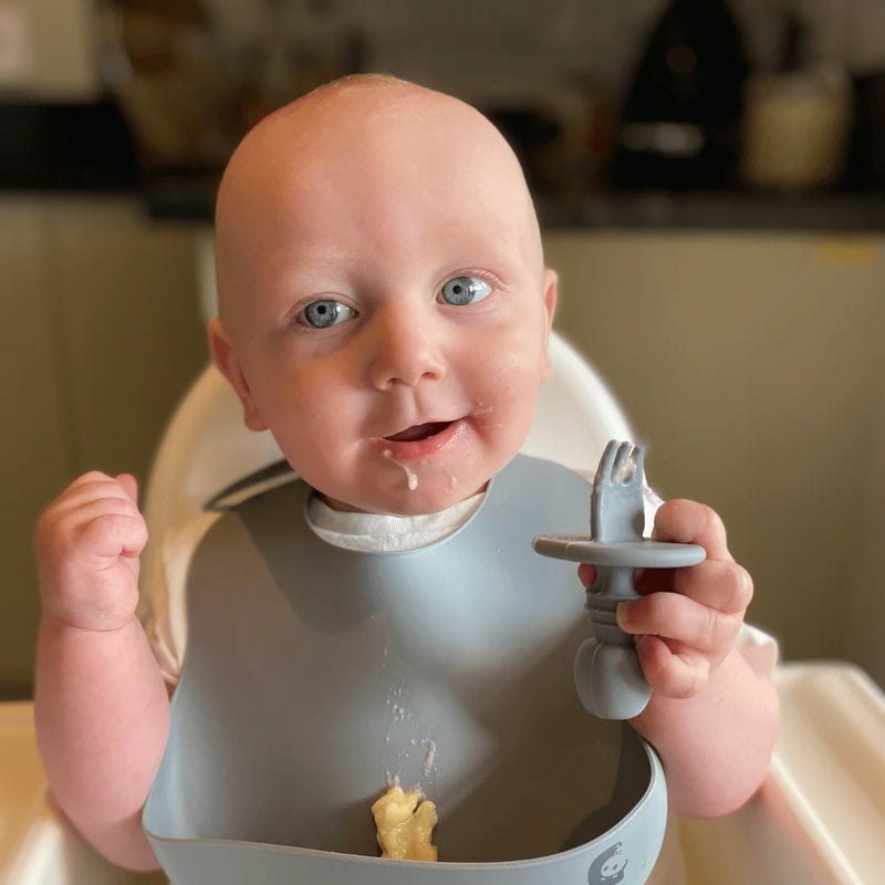 Cheeky Chompers Silicone Feeding Bibs - Inky Blue 2 Pack