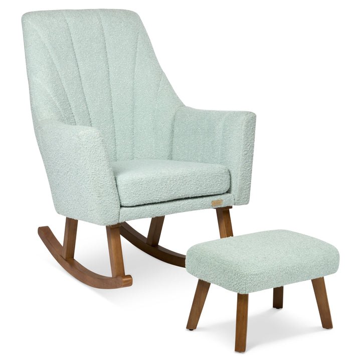 Tutti Bambini Jonah Luxe Rocking Chair & Foot Stool - Boucle Ocean Stone