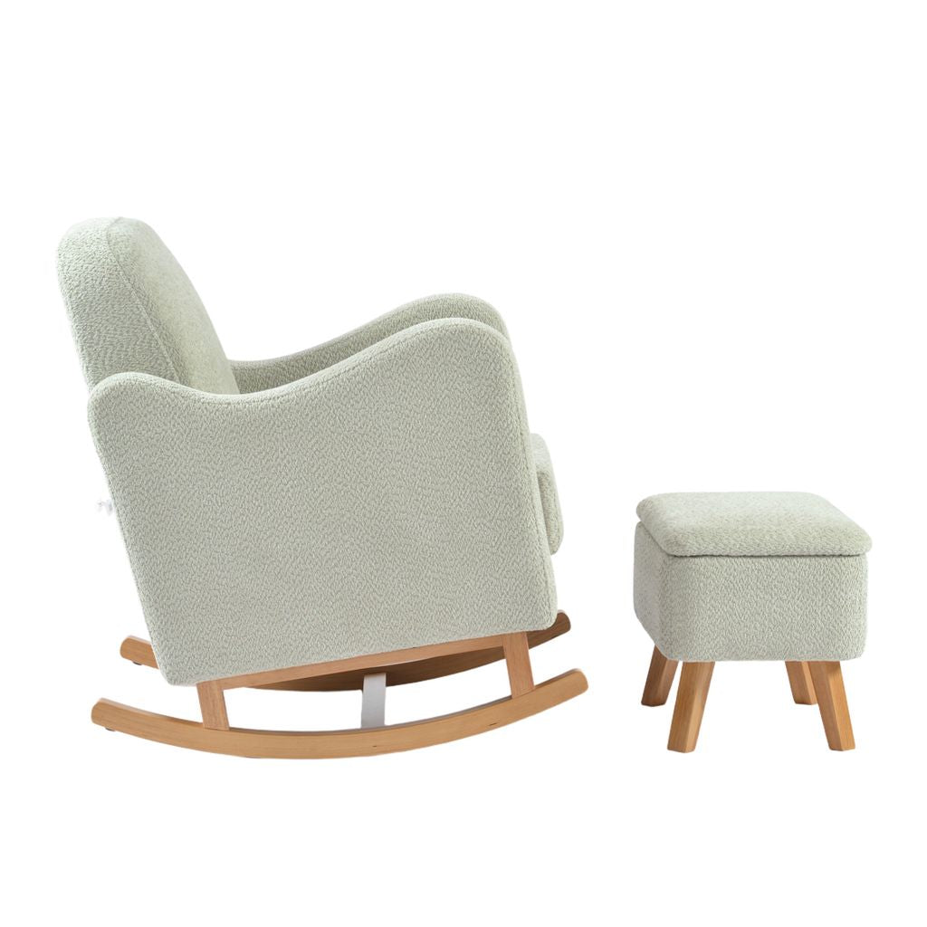 Bebe & Beyond Soother Nursing Chair + Stool – Boucle Collection Sage