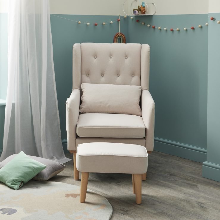 Babymore Lux Nursing Chair with Footstool – Cream