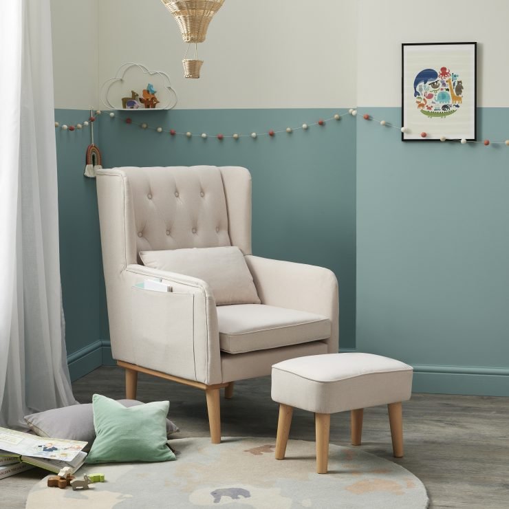 Babymore Lux Nursing Chair with Footstool – Cream