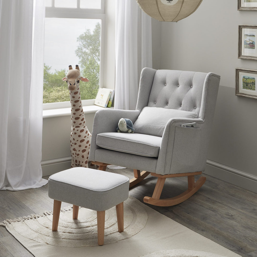 Babymore Lux Nursing Chair with Footstool – Grey