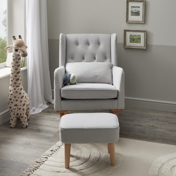 Babymore Lux Nursing Chair with Footstool – Grey
