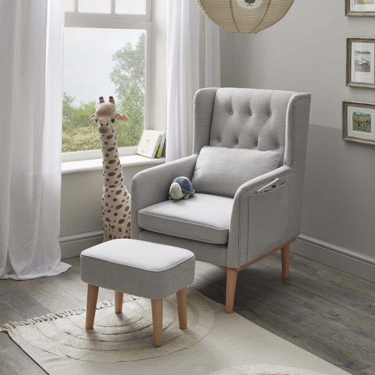 Babymore Lux Nursing Chair with Footstool – Grey