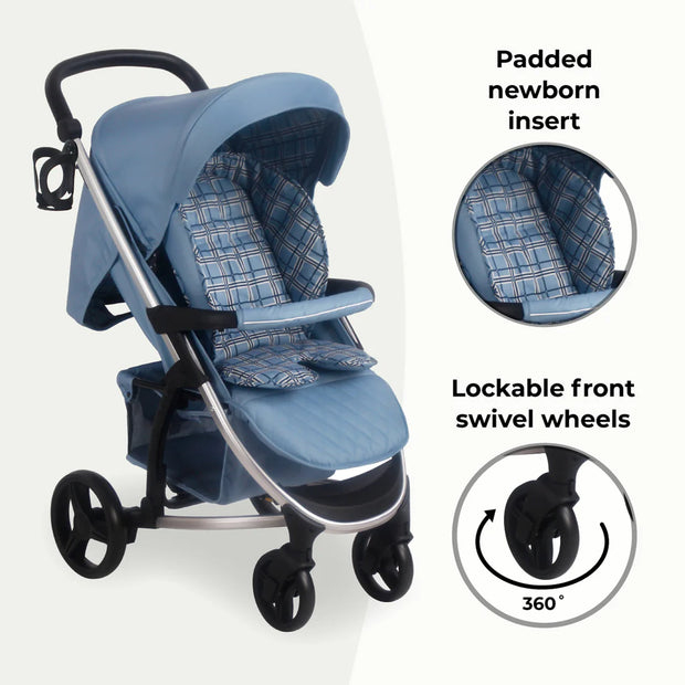My Babiie MB200i 3-in-1 Travel System with i-Size Car Seat - Dani Dyer Blue Plaid