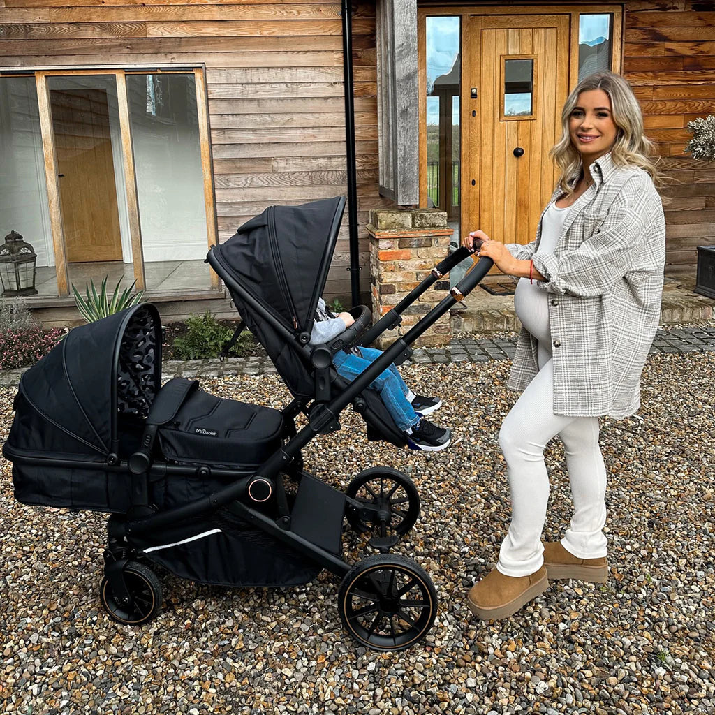 My Babiie MB33 Dani Dyer Black Leopard Tandem Pushchair Bambinosandbeyond