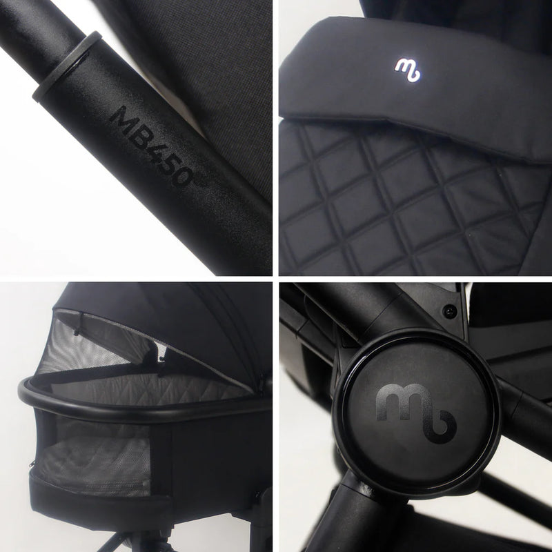 My Babiie MB450i 3in1 Travel System with Rotating Car Seat + Base - Black