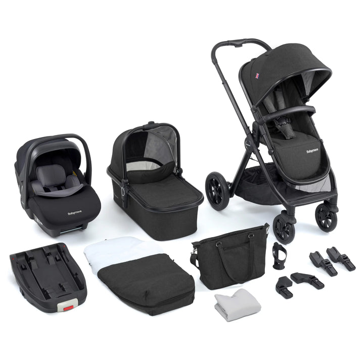 Babymore Memore V2 Travel System 13 Piece Pecan i-Size – Black