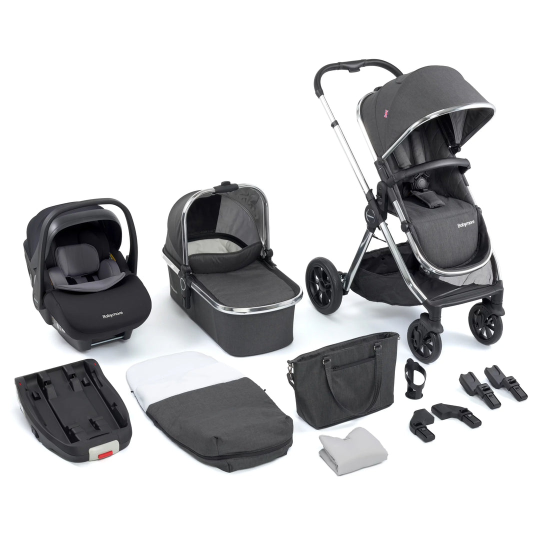 Babymore Memore V2 Travel System 13 Piece Pecan i-Size – Chrome