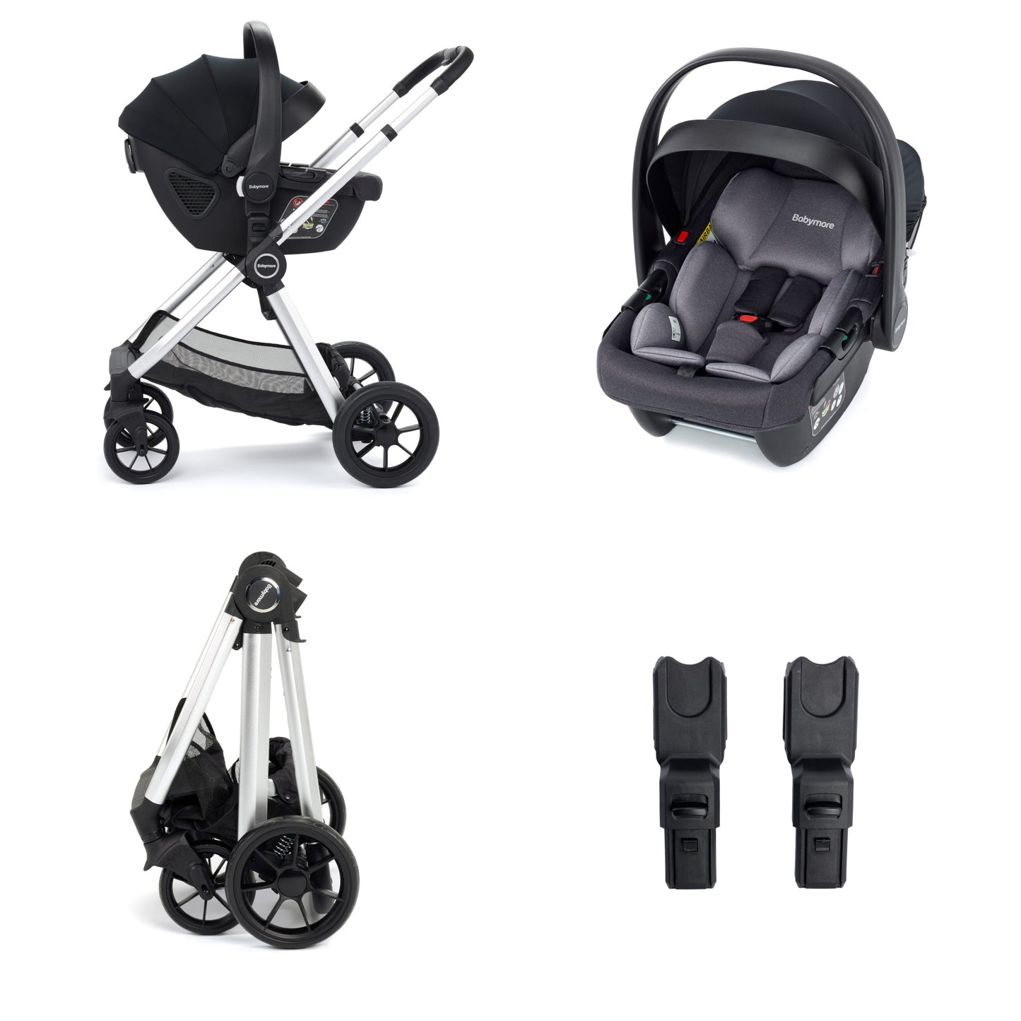 Babymore Mimi Travel System Coco i-Size Car Seat – Silver