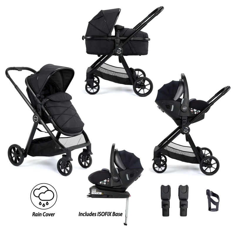 Babymore Mimi Travel System Pecan i-Size Car Seat with ISOFIX Base – Black