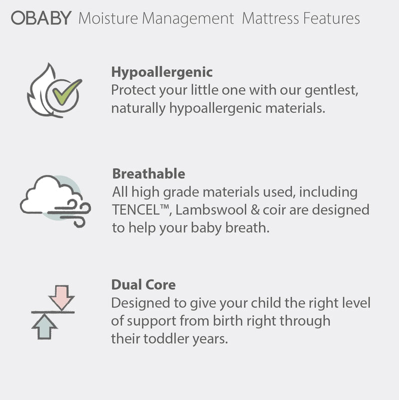 OBaby Moisture Management Dual Core Mattress 120x60cm