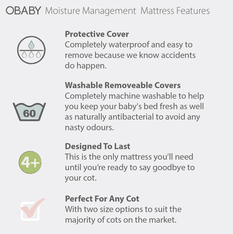 OBaby Moisture Management Dual Core Mattress 120x60cm