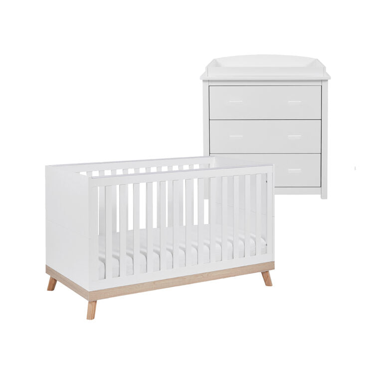 Babymore Mona 2 Piece Nursery Room Set – White