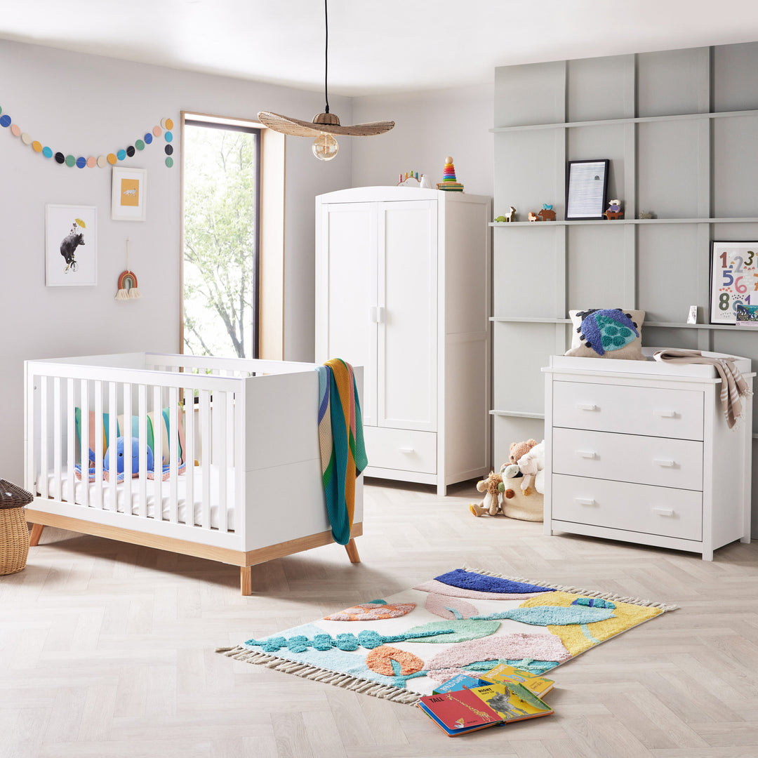 Babymore Mona 3 Piece Nursery Room Set – White