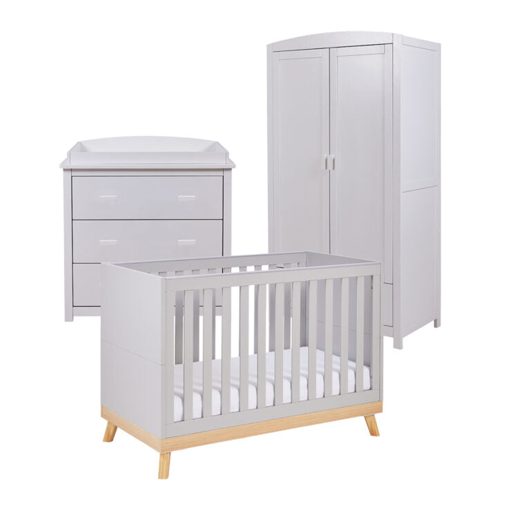 Babymore Mona Mini 3 Piece Nursery Room Set – Grey
