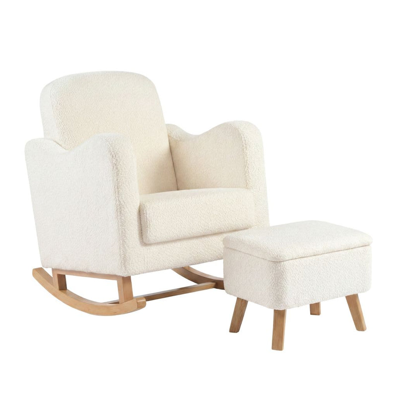 Bebe & Beyond Soother Nursing Chair + Stool – Boucle Collection Off White