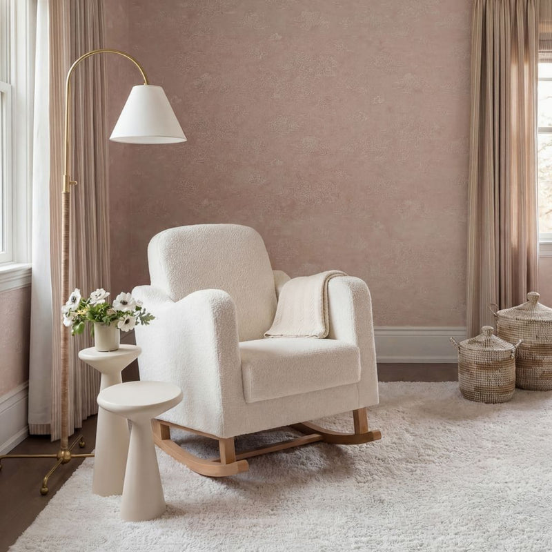 Bebe & Beyond Soother Nursing Chair + Stool – Boucle Collection Off White