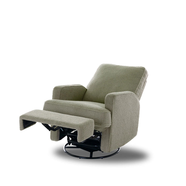 Obaby Madison Swivel Glider Recliner Chair - Teddy Fabric Olive