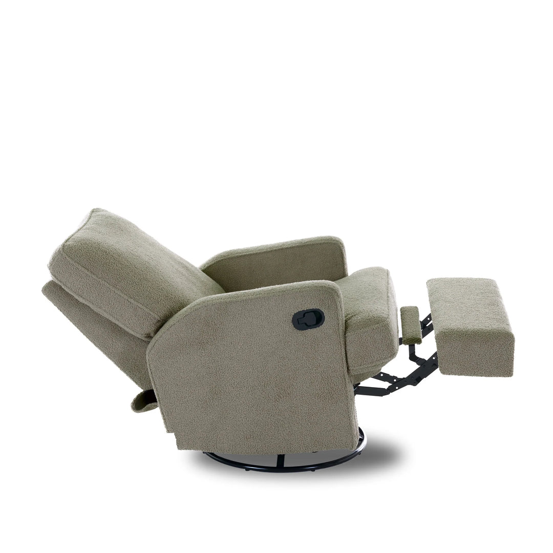 Obaby Madison Swivel Glider Recliner Chair - Teddy Fabric Olive