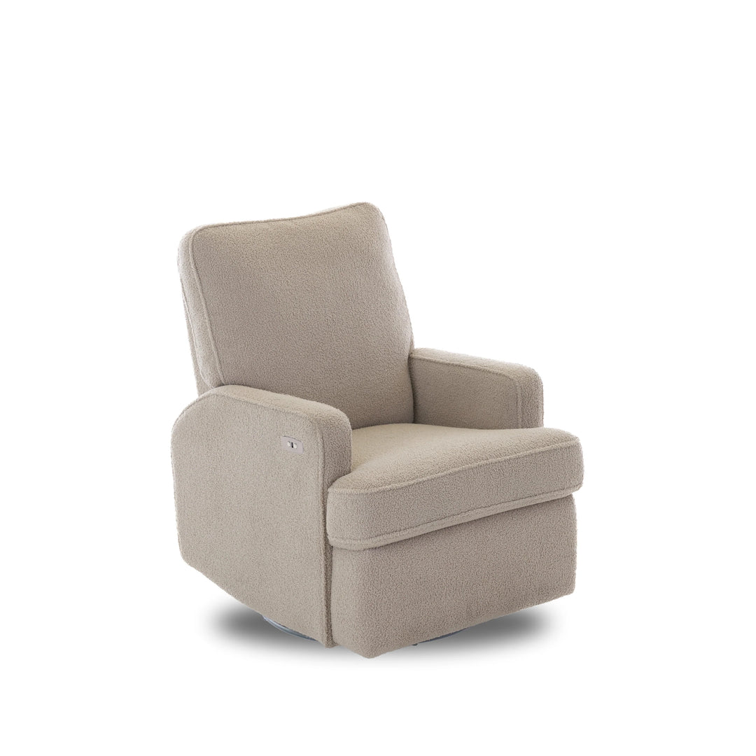 Obaby Madison Swivel Glider Recliner Chair Teddy Fabric Truffle Bambinosandbeyond
